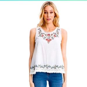 NWT Max Studio Women's Cotton Embroidered Tank Top